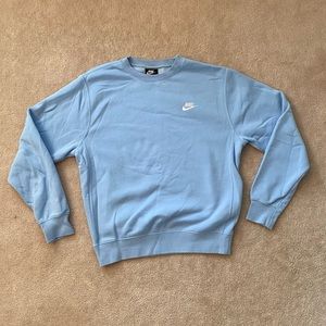 baby blue embroidered nike crewneck